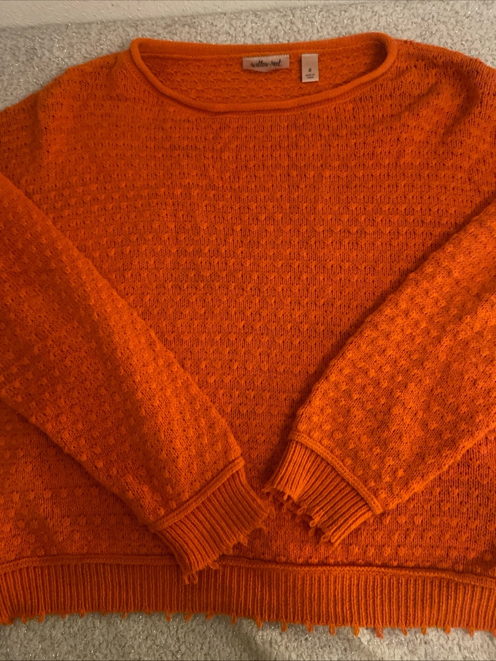 Willow-Root Women's Cozy Textured Orange Sweater - Picture 7 of 7